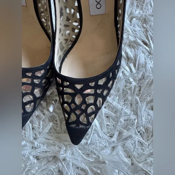 Jimmy Choo black velvet laser cut heels - Picture 2 of 11